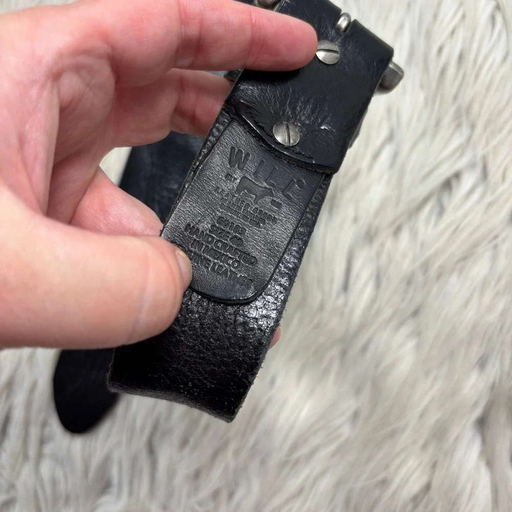 Will Leather Goods Men's 40 Black Leather Waist Belt Quality Basic Classic Moto